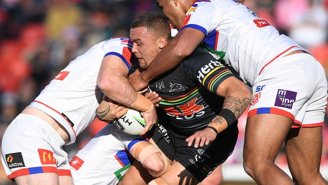 James Fisher-Harris was ‘bugged’ during the Panthers’ clash against the Knights. Picture: AAP