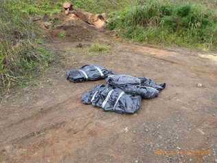 This asbestos waste was illegally dumped at the quarry on Gwynne Road, Jiggi. Photo Contributed. Picture: Contributed