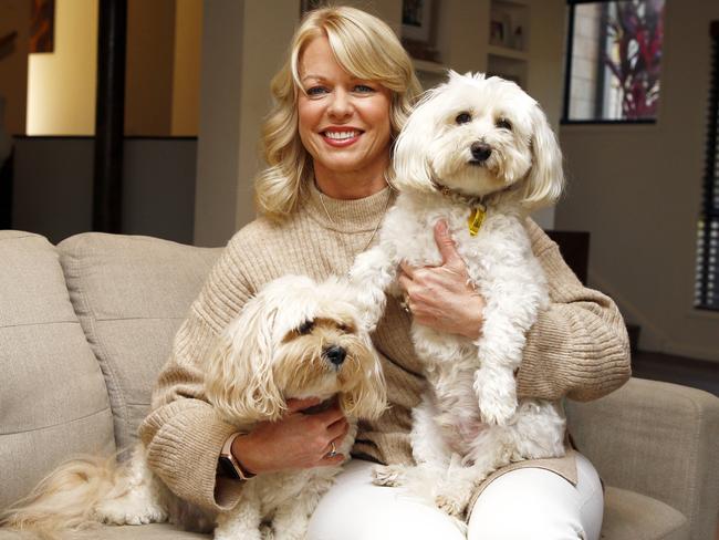 Sally Fox with her Cavoodle Brandy and Moodle Billy Joel. Picture: Tertius Pickard