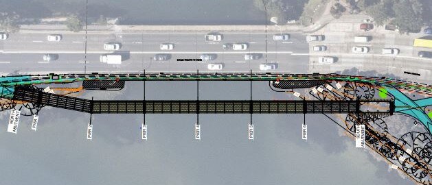 A diagram showing the location of the new shared pedestrian/cycle bridge across Narrabeen Lagoon. Picture: Northern Beaches Council