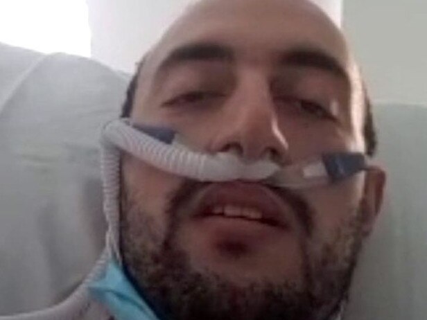 Yianni Efstathiadis in ICU with COVID-19. Picture: ABC