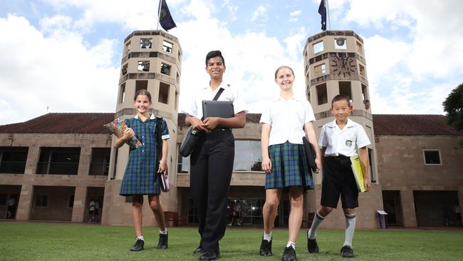 Somerset College has taken the top spot for 2022 NAPLAN results on the Gold Coast. Piper Millar 10 (year 5), Abhiraj Sarmah 13 (year 9), Savannah walker 14 (Year 9) and Zongyou Han 10 (year 5) are gearing up to score big this year. Picture Glenn Hampson