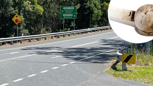 The 4WD’s tyre was down to the metal rim on Toormina Rd.