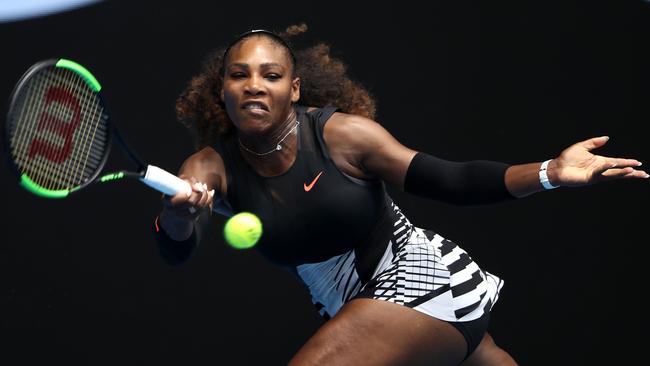 Serena Williams got the the second round in straight sets.