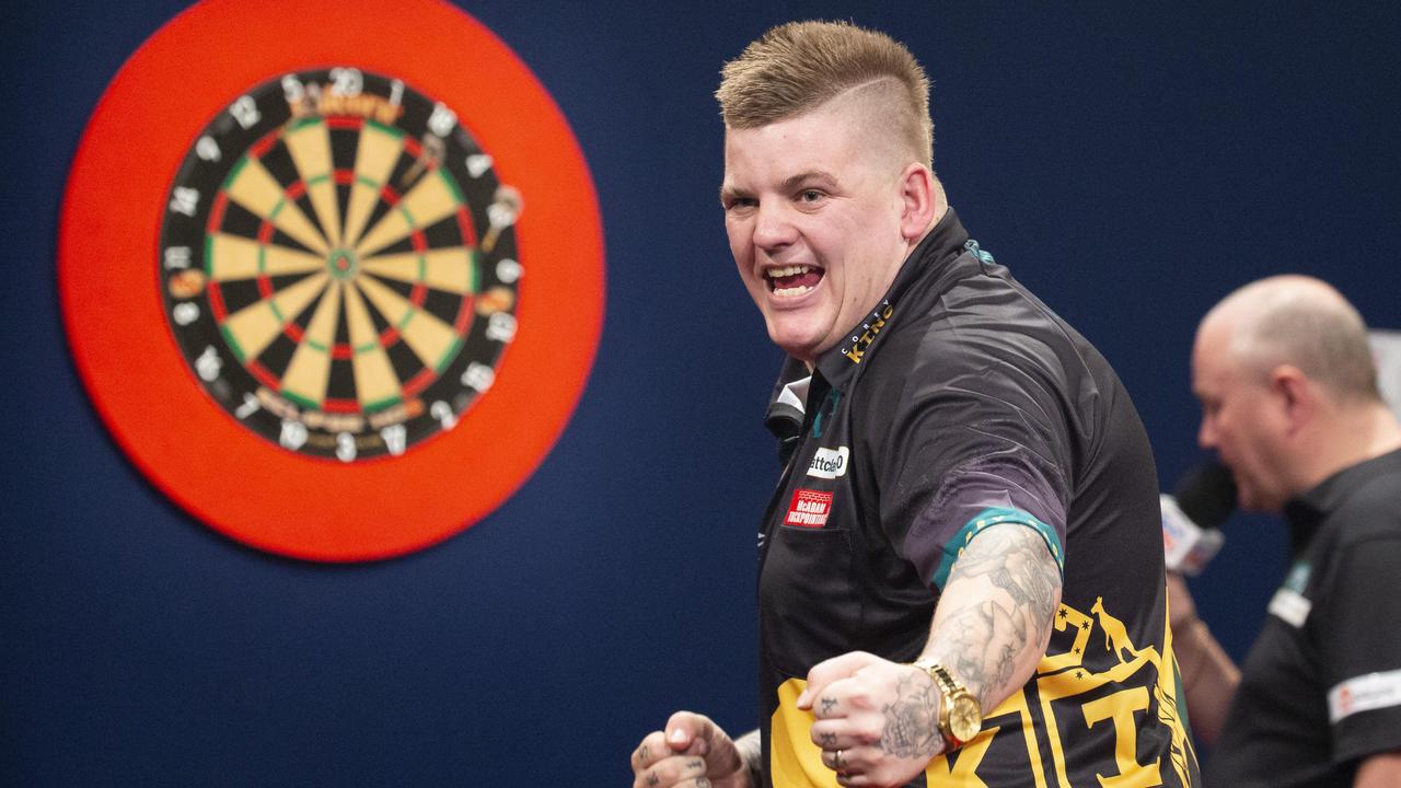 A pumped Corey Cadby during his win over Simon Whitlock. Picture: AAP