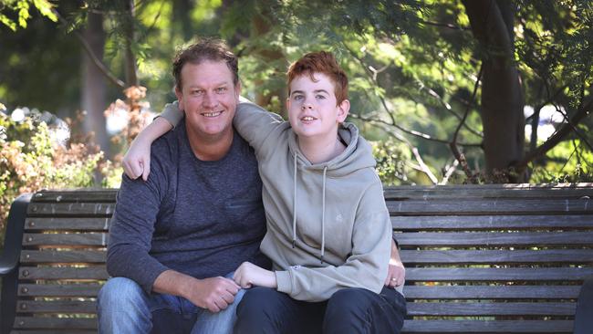 Bone marrow transplant recipient Blake Dridan, from Ballarat whose father, Luke, is starting an ambitious medical fundraising charity, Blake’s Army, with the backing of some prominent sporting and business figures. Picture: David Caird