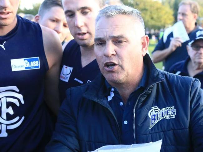 Croydon coach Morris D'Alessandro in the Eastern Football League (EFL). Picture: Davis Harrigan