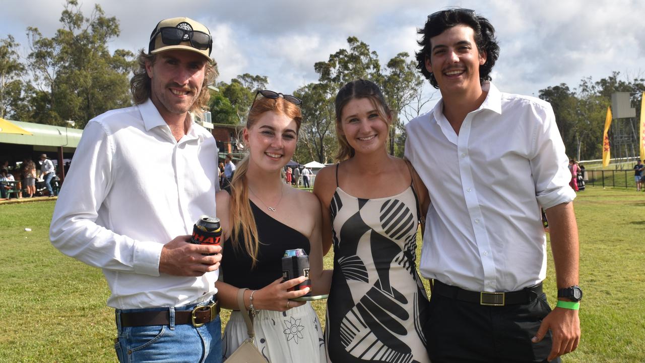 William Elliot, Kyara Dart, Amelia Comino and Mason Hayes at the Yeppoon Turf Club's Derby Day races at Keppel Park Racecourse on November 2, 2024.