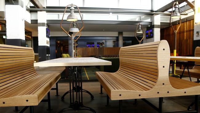 Tram style seating. Built on the former site of the Battery House for the Northern beaches Tram line, Battery House, the new bar set to open at Dee Why RSL, features many homage to it's transport history in it's decor. Picture: John Appleyard