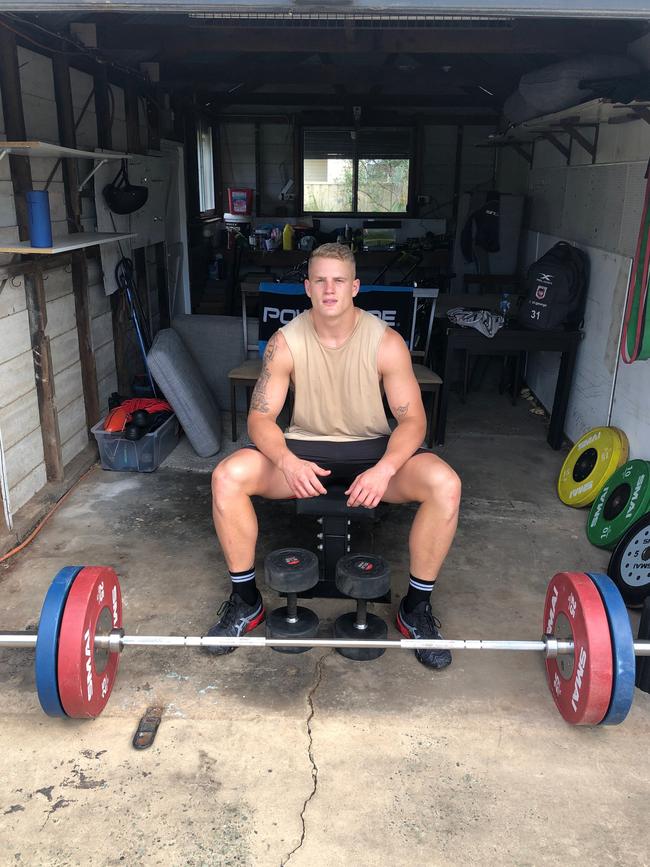 Eddie Blacker in his home gym.