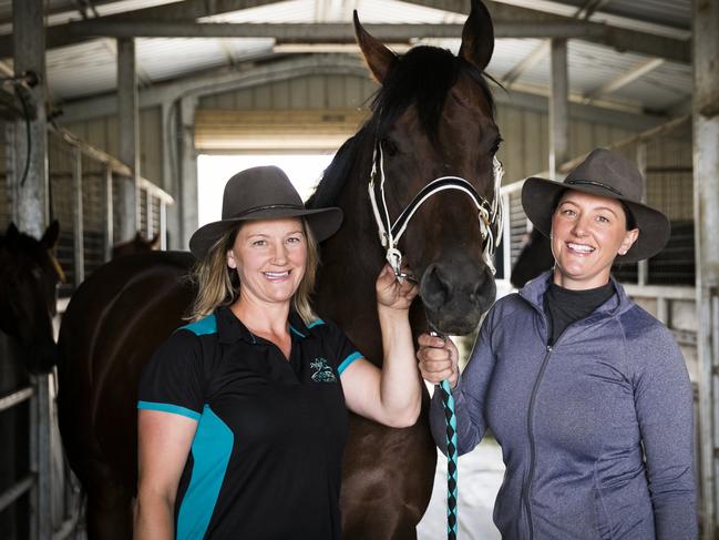 Goulburn racehorse trainers Lucy and Emma Longmire have taken in a number of extra horses from other trainers and studs due to the bushfire crisis. Picture: Dylan Robinson