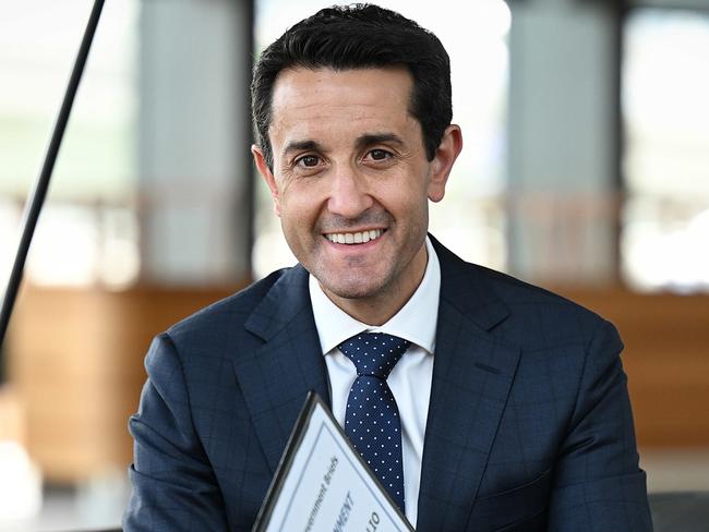 27/10/2024:  New QLD Premier and LNP leader, David Crisafulli, with the official Premiers Portfolio of  in coming government briefs that he is working through,  in the foyer of 1 William st, the QLD Government offices, Brisbane. pic: Lyndon Mechielsen / The Australian