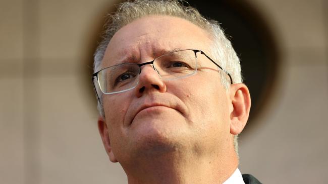 Prime Minister Scott Morrison addresses the media today. Picture: NCA NewsWire / Gary Ramage