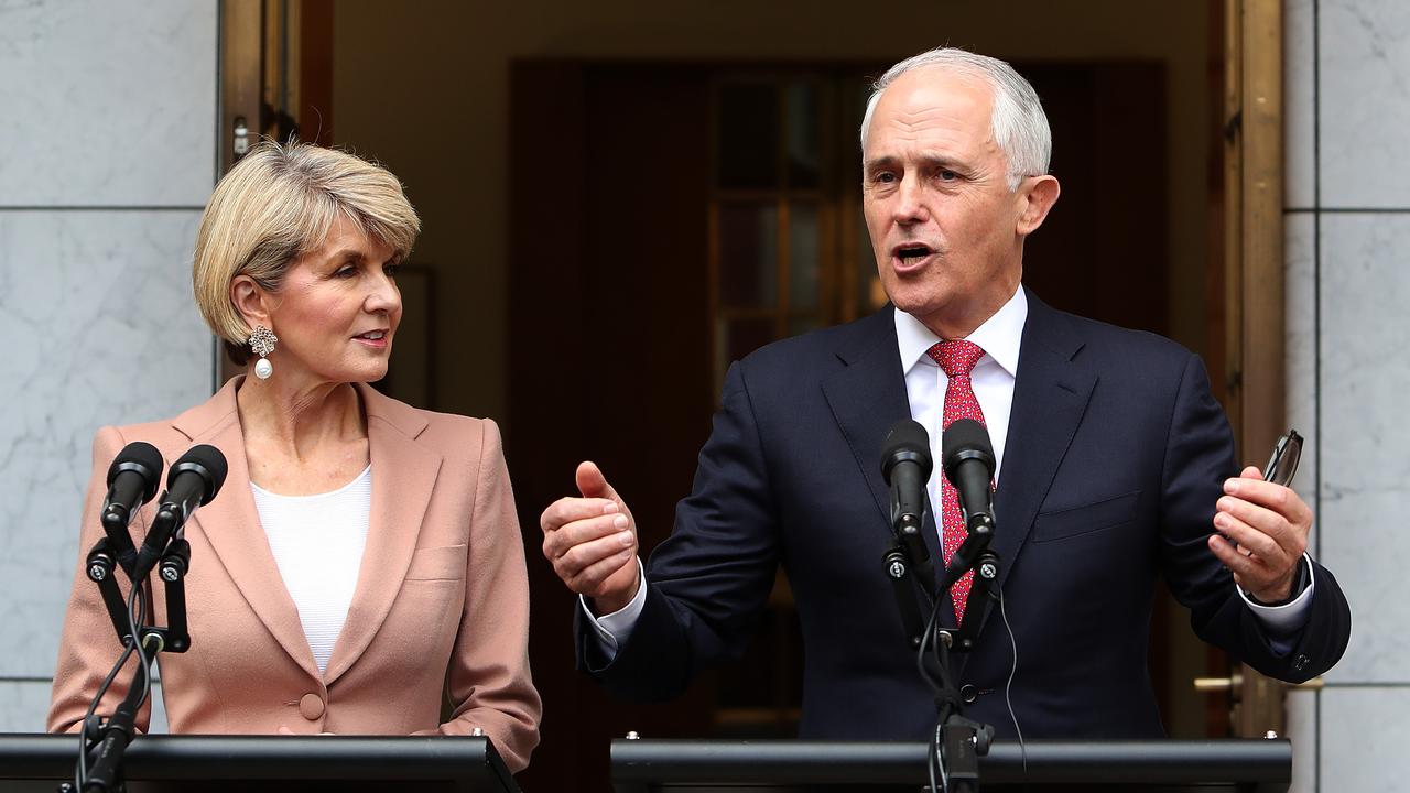 Julie Bishop is standing by Malcolm Turnbull. Picture Kym Smith