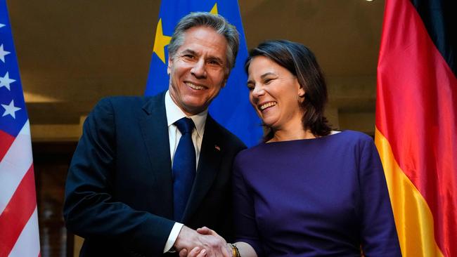 Antony Blinken with German Foreign Minister Annalena Baerbock at the Munich Security Conference on Saturday. Picture: AFP