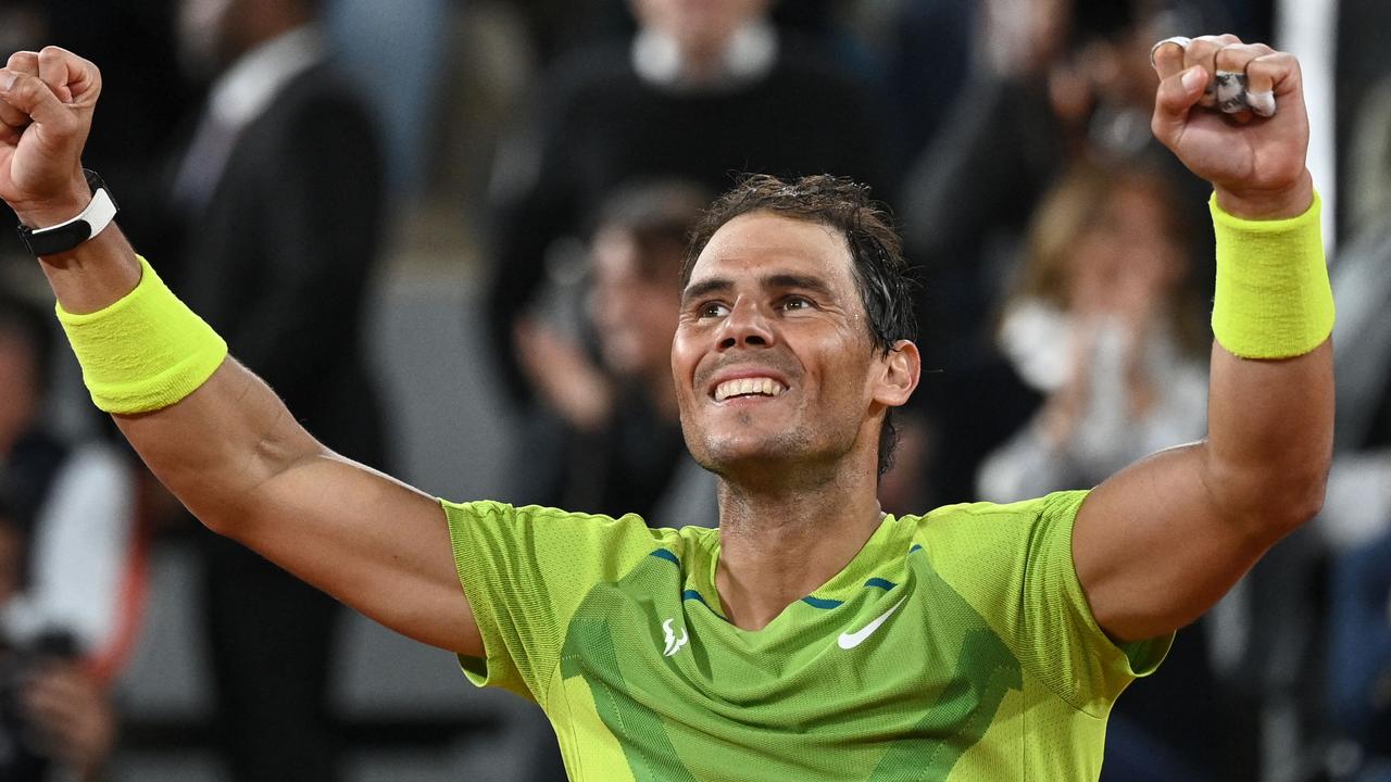 Spain's Rafael Nadal reacts after winning against Serbia's Novak Djokovic in their quarter-final at Roland Garros Open in Paris early June 1, 2022. Photo: AFP