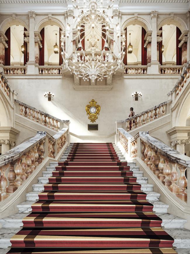 The staircase at Raffles London.