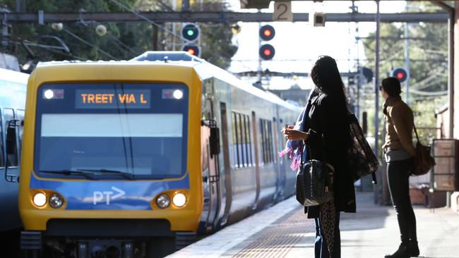 Melbourne’s train and tram operators have failed their punctuality targets for the third consecutive month, but irate passengers will not be able to claim compensation. Picture: Ian Currie