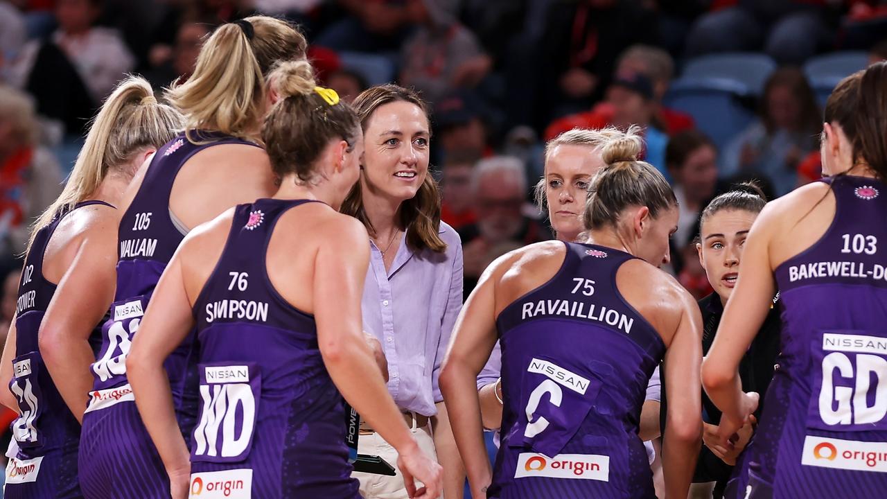 Head Coach Bec Bulley chats to the Firebirds.