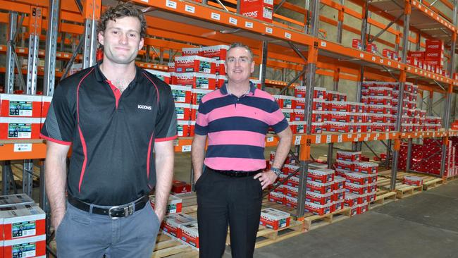 Nick Rose with Peter McCann in Iccons' new Townsville warehouse.