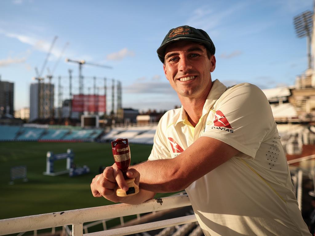 Pat Cummins with a replica Ashes urn after the 2023 series in England. (Photo by Ryan Pierse/Getty Images)