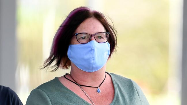 Karen Vanden Drieson leaves Brisbane Supreme Court after giving evidence in the trial of Bernard John Robbins. Picture: Dan Peled/NCA NewsWire