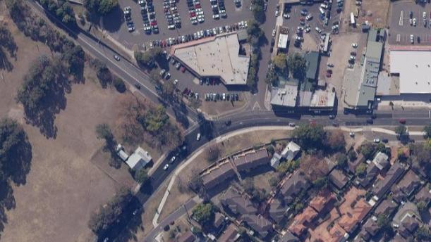 A top down view of the Old Emu Plains Post Office (white building on centre left of screen). Picture: Six Maps