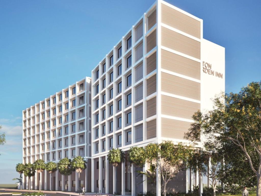 New architectural drawings of the Hilton Garden Inn, which was proposed to be built next to Queensland Country Bank Stadium. Picture: Conrad Gargett.