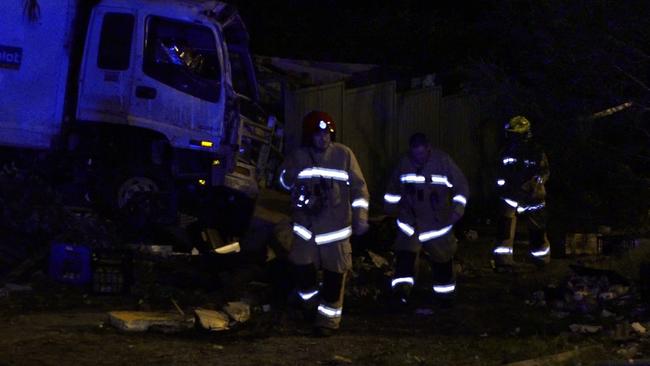 A man was airlifted to hospital in critical condition after crashing a stolen truck into the house at Watanobbi. Picture: Digicrew Australia