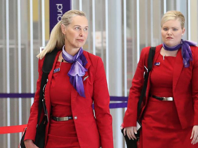 Virgin staff at Brisbane Airport after the company axed 3000 jobs. Photographer: Liam Kidston