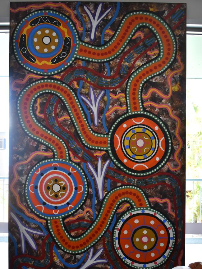 Titled Burral The Creator, the artworks were recently installed in the GenesisCare Bundaberg treatment centre, in celebration of NAIDOC Week. Picture: Rhylea Millar.