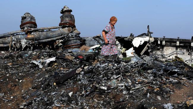 Wreckage of Malaysia Airlines flight MH17. Picture: AFP