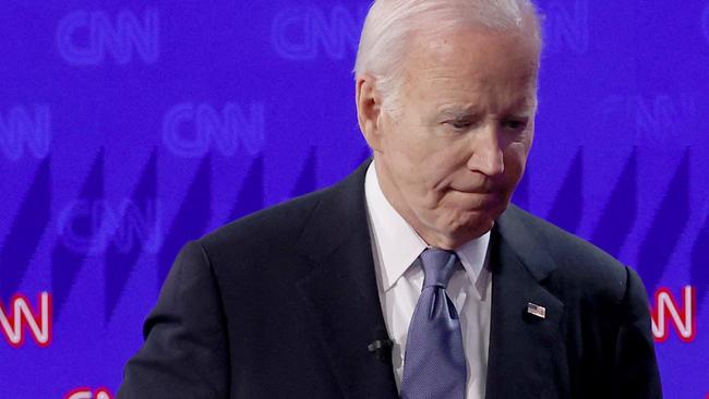 Mr Biden leaves the stage. Picture: Justin Sullivan/Getty Images via AFP