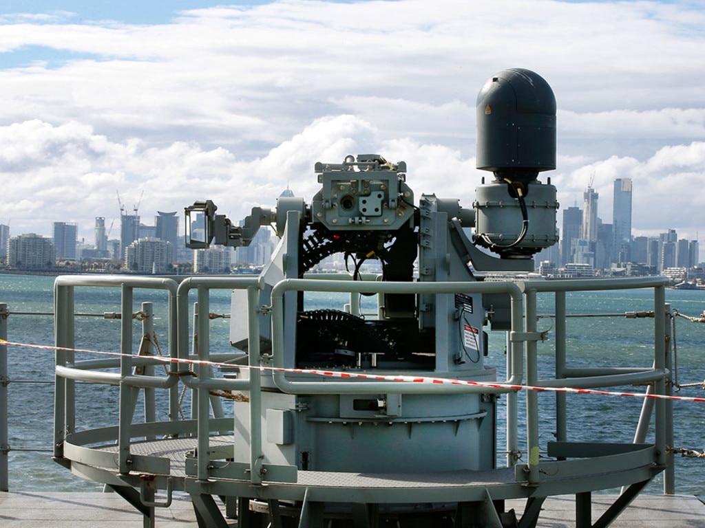 One of the 25mm Typhoon Guns onboard the ship