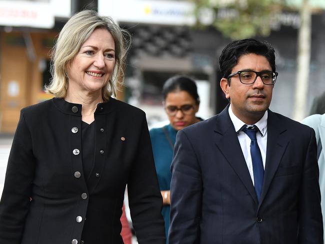 Margaret Mary Cunneen SC with Kulwinder Singh at the Supreme Court. Picture: NCA NewsWire/Joel Carrett