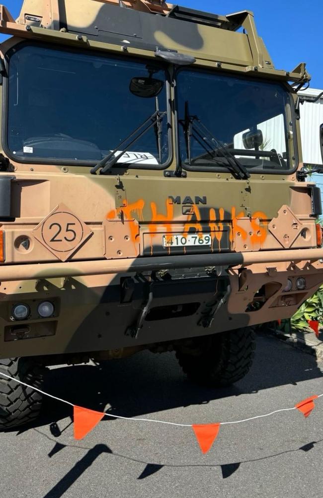 An ADF vehicle was found dumped and vandalised in a Mitchelton street on Thursday morning.