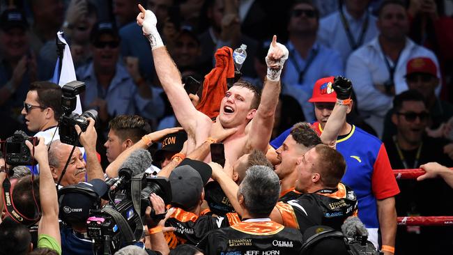 Australia's Jeff Horn celebrates defeating Manny Pacquiao at Suncorp Stadium. Picture: AAP Image/Dan Peled