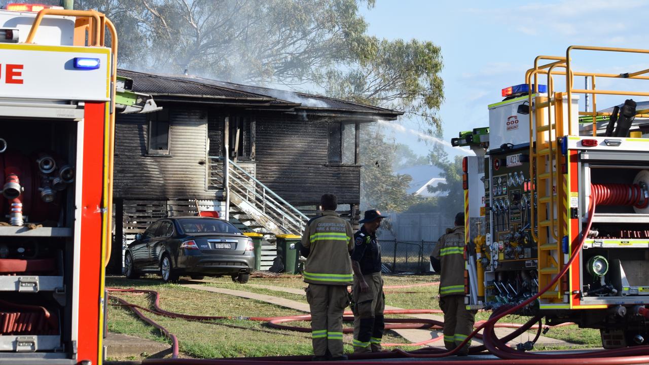 House destroyed in Garbutt with two men taken to hospital with life-threatening injuries.