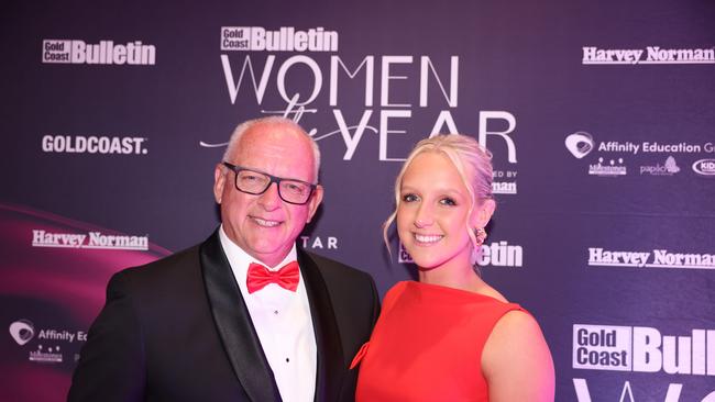 Stuart Osman and Brooke Osman at Gold Coast Bulletin Women of the Year Awards Presented by Harvey Norman 2024. Picture, Portia Large.