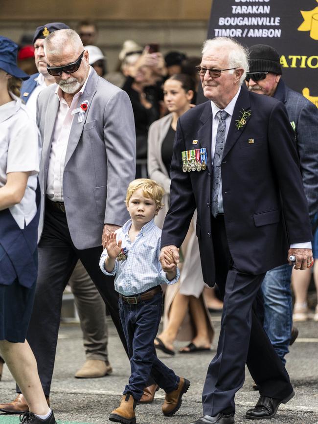 The young and old took to the streets for the 2023 ANZAC Day parade. Picture: Matthew Poon
