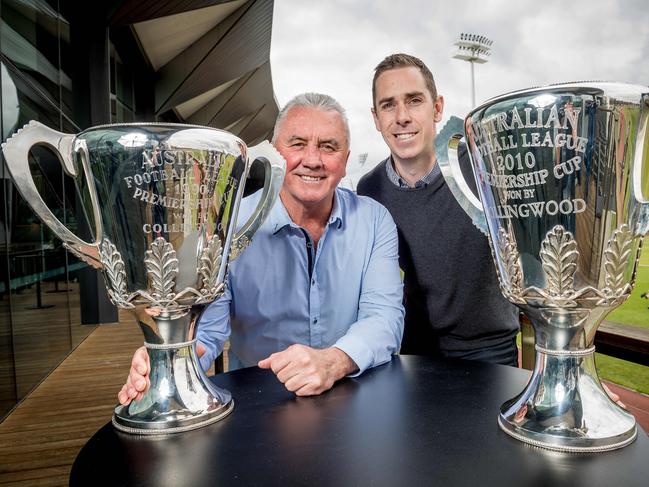 Collingwood legend Tony Shaw (L) is backing Eddie McGuire. Picture: Jake Nowakowski