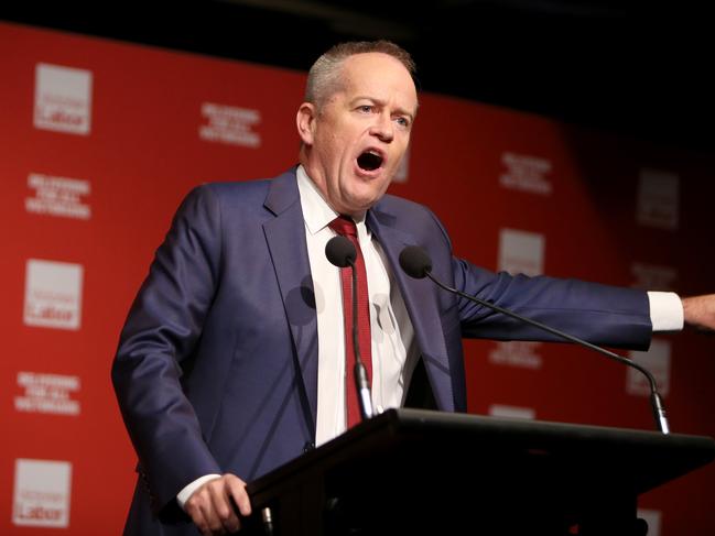 27/05/2018: Federal Labor Leader Bill Shorten speaks at the Victorian ALP Conference at Moonee Valley race course in Melbourne.  Stuart McEvoy for The Australian.