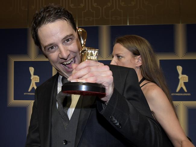 Samuel Johnson wins the Gold Logie during the 2017 Logie Awards at the Crown Casino. Picture: AAP