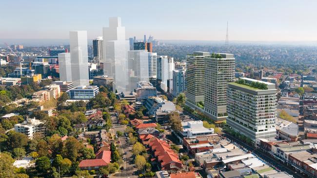 The Crows Nest over station development towers are on the right. Picture: Sydney Metro Authority