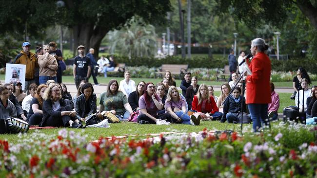 Each flower was for a woman allegedly killed in domestic violence. Picture: NewsWire / Damian Shaw