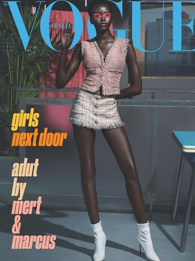 Adut Akech on the cover of Vogue magazine.