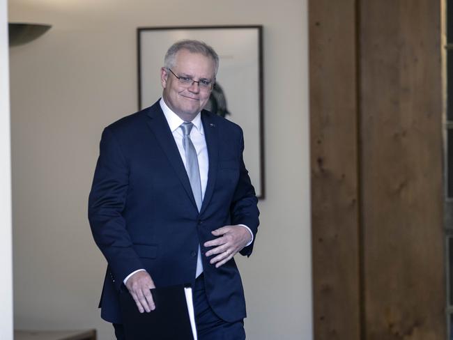 The Prime Minister Scott Morrison after the national cabinet meeting in Canberra. Picture: NCA NewsWire/Gary Ramage