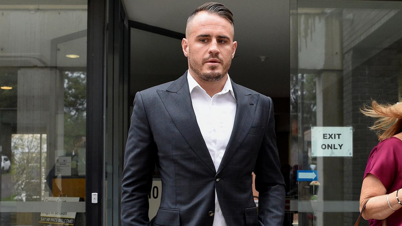 Josh Reynolds leaves Sutherland Local Court in Sydney on Friday.