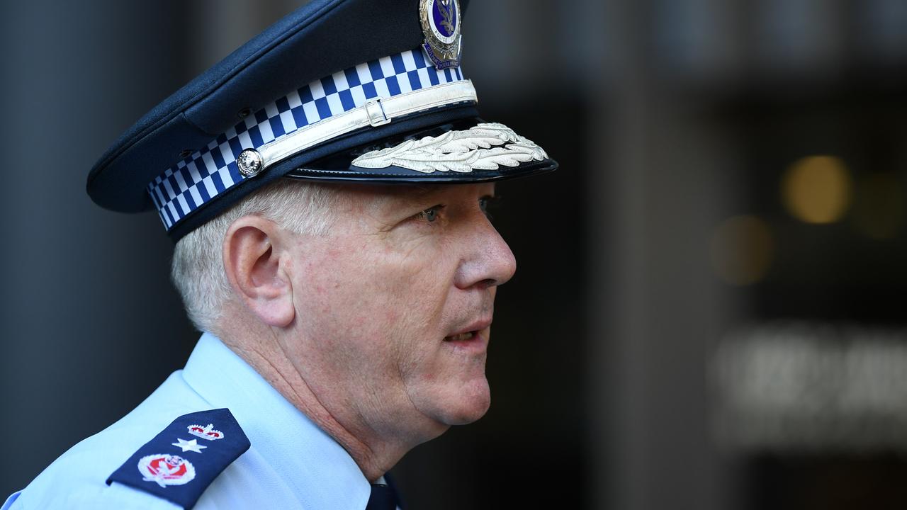 NSW Police Commissioner Mick Fuller speaks to the media in Sydney on Tuesday. Picture: AAP Image/Joel Carrett