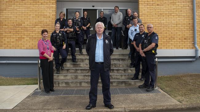 The Gatton Police team farewell long-serving officer Brad Smart (centre). PHOTO: ALI KUCHEL